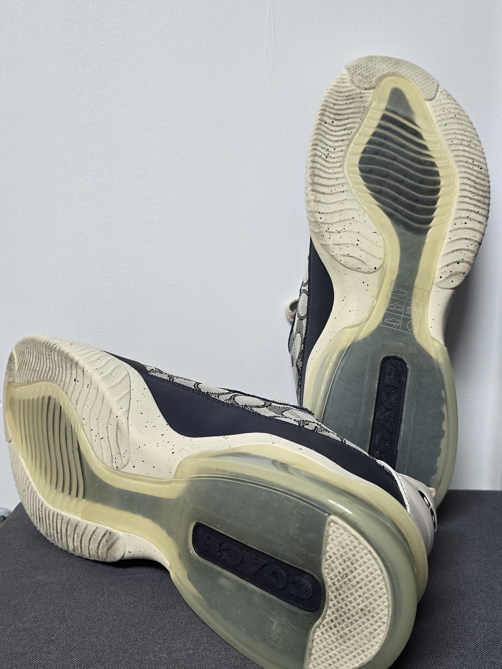 Coach Signature Logo Panel Sneakers in Navy and Cream - Picture 6 of 7
